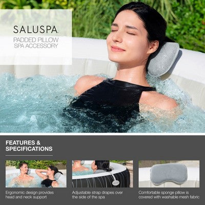  Bestway SaluSpa Fiji AirJet Inflatable Hot Tub With 120 Soothing Jets With Set Of 2 Pool And Spa Seat And 2 Padded Headrest Pillows, Gray