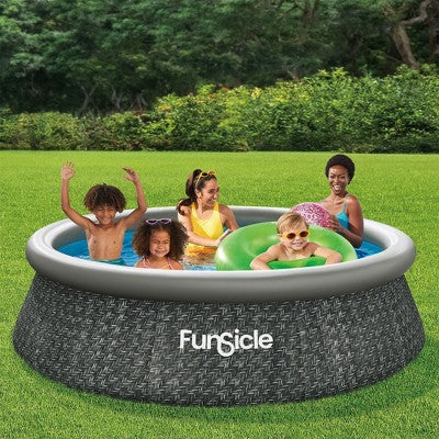  Funsicle QuickSet Round Inflatable Ring Top Outdoor Above Ground Swimming Pool Set With Pump And Cartridge Filter
