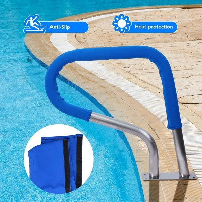  Durable 304 Stainless Steel Pool Handrail With Non-Slip Grip Cover, Rust-Resistant Design, Supports Up To 250 Lbs, Ideal For Safe Pool Access