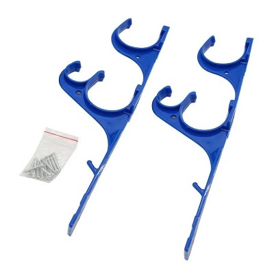  Swimline Hydro Tools 3-Hook Hanger For Swimming Pole Hose, Telepole And Skimmers 2pc 12" - Blue