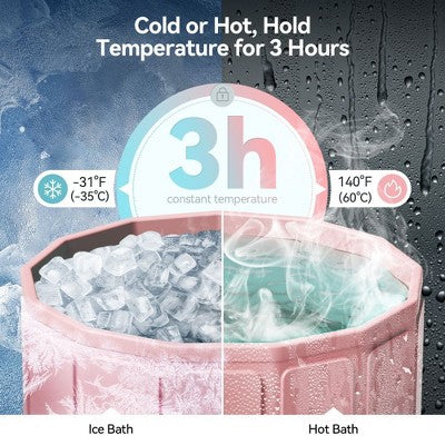  WARMOUNTS 77 Gallon Foldable Cold Plunge Tub With 5-Layer Insulation For Hot & Cold Therapy