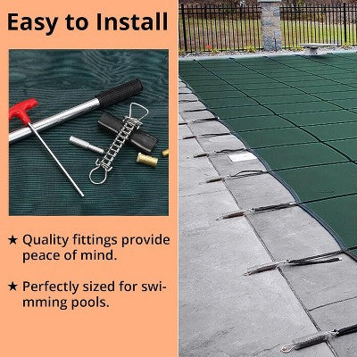  Ultra-Dense Safety Pool Cover 18x34ft For Inground Pools With Center Steps, Includes Installation Tools, Secure And Durable Pool Protection