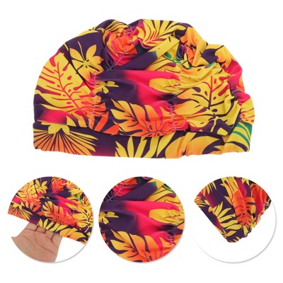  Unique Bargains Nylon Leaves Pattern Swimming Cap Orange Yellow 1 Pc