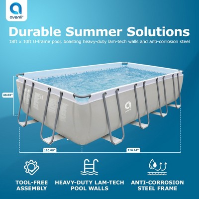  JLeisure 17776 18 X 10 Foot Above Ground Rectangular Steel Frame Swimming Pool