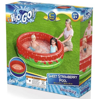  Bestway H2OGO! Sweet Strawberry Pool - 66" X H15 - Inflatable 3-Ring Play Pool, Kids,103 Gallon, Ages 2+