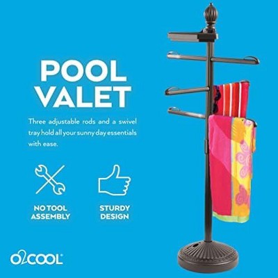  O2COOL Pool & Spa Valet, Adjustable Outdoor Pool & Patio Towel Holder