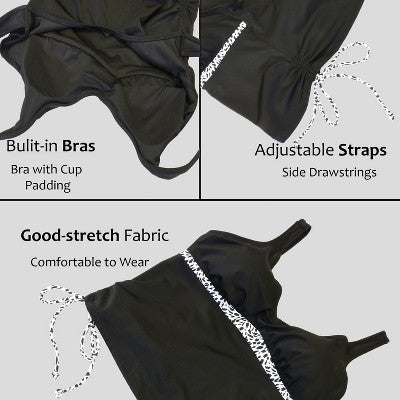  Women's V-Neck Bikini Set - Ruffled Top Bathing Suits With U-Back Design & High-Waisted Ruched Swim Bottom, Two-Piece Swimsuits For Women - Tirrinia