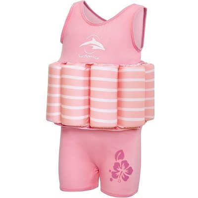  Konfidence Learn To Swim Floatsuit In Pink Breton Stripe