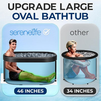  SereneLife 105 Gal. Inflatable Insulated Freestanding Cold Plunge Tub - Ice Bath With Cover, Cold Plunge Therapy Recovery Pod For Athletes (Black)