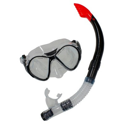  Pool Central 2pc Zray Teen/Young Adult Scuba Mask With Snorkel Dive Set - Medium/Large - Black/Red