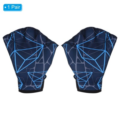  Unique Bargains Swimming Diving Resistance Webbed Training Printing Aquatic Gloves 1 Pair
