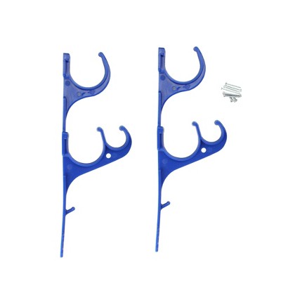  Swimline Hydro Tools 3-Hook Hanger For Swimming Pole Hose, Telepole And Skimmers 2pc 12" - Blue