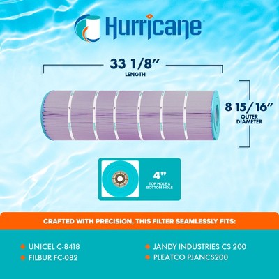  Hurricane Filters HF8418-01P Platinum Purple Spa Filter Cartridge - Replacement For Pleatco PJANCS200, Unicel C-8418 And More