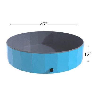  Portable Dog Pool For Large Dogs - Foldable Plastic Bathing Tub With Drain And Carrying Bag For Pets And Backyard Play With Kids By PETMAKER (Blue)
