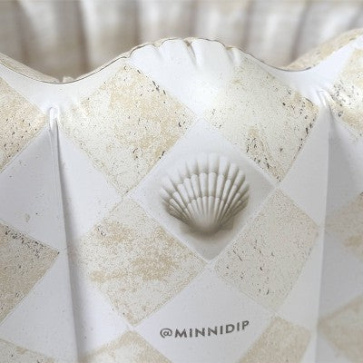  MINNIDIP Exclusive Resort Collection Tufted Pool 125 Gal Novelty Kiddie Pool - Travertine Shells: PVC Inflatable With Drain Plug