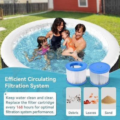  DoCred Inflatable Hot Tub With Air Jets, Heater Pump & Insulated Cover – Available In 2–4 Or 4–6 Person Sizes, Round Or Square Design