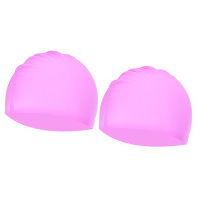  Unique Bargains Silicone Waterproof Non-Slip High-Stretch Swim Caps 2 Pcs