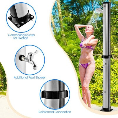  Tangkula 7.2 Ft 10 Gallon 2-Section Outdoor Solar-Heated Shower W/ Free-Rotating Shower Head
