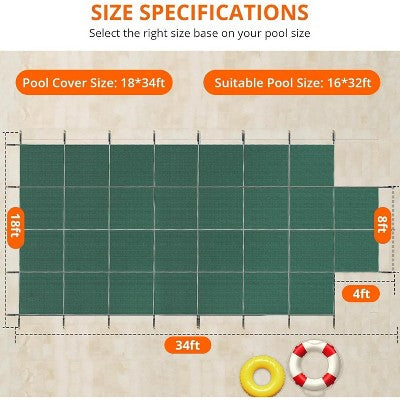  Pool Safety Cover Fits 20x40ft Rectangle Pool – Ultra-Dense Mesh Safety Net With Anchors & Installation Tools, Winter Cover Size 22x42ft