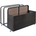  Double-Layer Poolside Float Storage Box With PE Rattan Design, Outdoor Rolling Pool Caddy For Patio, Durable Beach And Pool Storage Solution