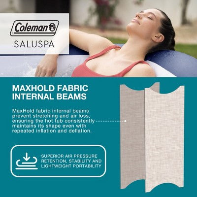  SaluSpa Hawaii Smart AirJet Inflatable Hot Tub Spa With App Control, 140 Jets, Heater, Filter, Portable Hot Tub For 4 Adults, Includes Cover & Pump