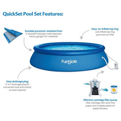  Funsicle 36 Inch SureStep 3-Stair Swimming Pool Ladder With 15' X 36" QuickSet Ring Top Above Ground Swimming Pool, Dark Triple Basketweave