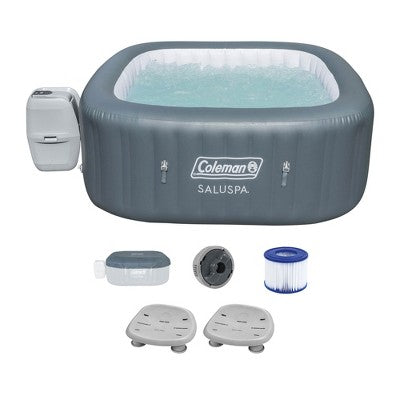  Bestway Coleman Hawaii AirJet Inflatable Hot Tub With EnergySense Cover + Bestway SaluSpa Underwater Non Slip Pool And Spa Seat With Adjustable Legs