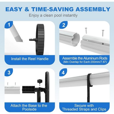  Heavy-Duty Aluminum Pool Cover Reel System, Rust-Resistant Frame With Upgraded Bearings, Designed For Inground Pools, Easy Rolling Operation