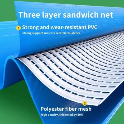  NAYSAYE Above Ground Pool Inflatable Mesh Pool Easy Setup And Storage For Garden Backyard Fun, Blue, 144.09"*144.09"*29.92"