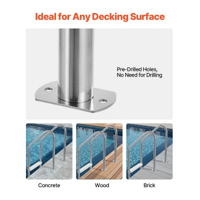 VEVOR Swimming Pool Ladder, 3-Step Double Handrails Stairs With Non-slip Heavy Duty Steps, Stainless Steel Load Capacity 265 Lbs, Silver