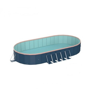  NAYSAYE Above Ground Pool PVC Foldable Pool Strong Easy Setup Design For Patio Beach Garden Use, Blue And Gray, 143.70"*98.43"*19.69"