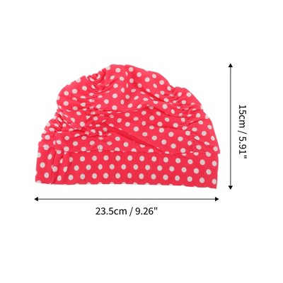  Unique Bargains Polyester Polka Dots Pattern Swim Cap 5.91"x9.25" Red White 1 Pc