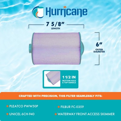  Hurricane HF6H940-01P Platinum Purple Pool And Spa Filter Cartridge Replacement For PWW50P3, Unicel 6CH-940, Filbur FC-0359