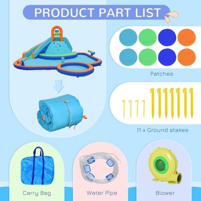  NAYSAYE Above Ground Pool Inflatable Water Slide Bounce House Multi Activity For Kids Backyard Use, Multicolor, 212.60"*200.80"*100.40"