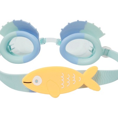  Sunnylife Kids Swim Goggles - Finn The Fish Aqua Blue, 3D Fish Band