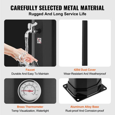  VEVOR Outdoor Solar Heated Shower, 10.57 Gallon Poolside Shower Kit With 2 Shower Head And Foot Shower Tap, Handheld/Hanging Two Modes Fast Assembly