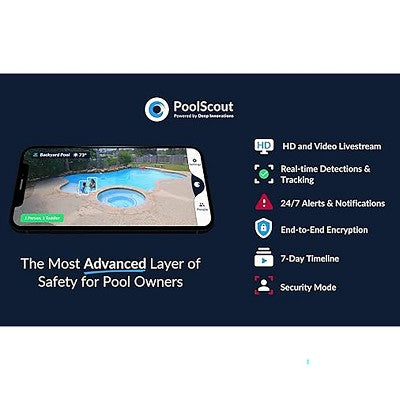 PoolScout: Pro Pool Security Camera & Alarm, Wired, Drowning Alert System