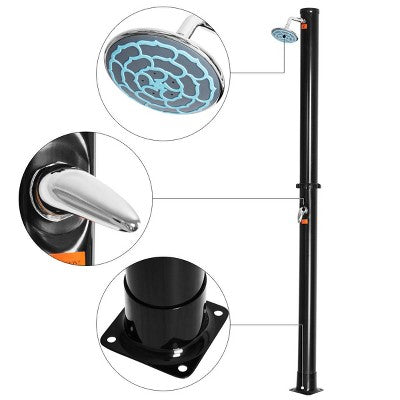  Tangkula 7.2 FT Solar Heated Shower Spa Poolside Beach Hot/Cold Base 5.5 Gallon Outdoor