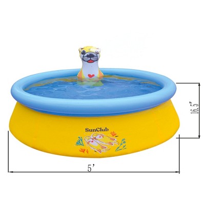  JLeisure Sun Club 5 Foot 2 Person Outdoor Above Ground Blow Up Inflatable Kiddie Swimming Pool With 3D Sea Otter Spray, 6 Pack, Yellow/Blue