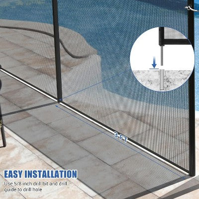  Temporary Pool Safety Fence – No-Drill Plastic Mesh Barrier For Inground/Above Ground Pools, Removable With Stainless Steel Legs