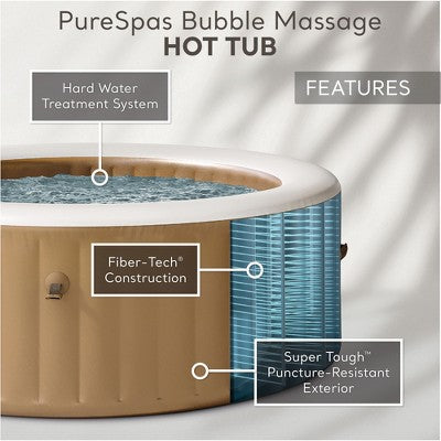  INTEX PureSpa 6 Person Bubble Massage Inflatable Hot Tub Spa Bundled With Battery Powered Multicolor LED Light, And Adjustable Headrest (2 Pack)