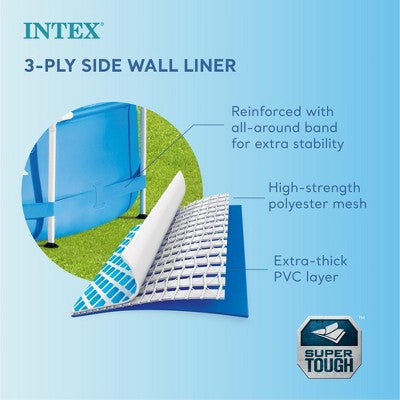  Intex 12' X 30" Round Metal Frame Outdoor Above Ground Swimming Pool Set With Filter Pump, Cartridges, 42 Inch Steel Pool Ladder, And Secure Cover