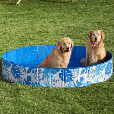  Joyfy 48/63" Foldable Dog Pet Pool, Portable Thick PVC Kiddie Pool, Kiddie Bathing Tub Indoor Outdoor With Drain For Pets And Backyard Play With Kids