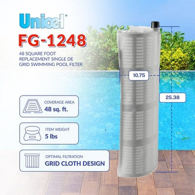  Unicel FG-1248 48 Square Foot Replacement Single DE Grid Swimming Pool Filter