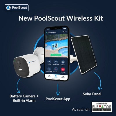  PoolScout: Wireless Pool Security Camera, Battery & Solar, Drowning Alarm