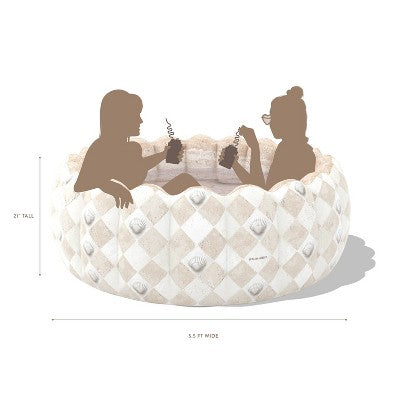  MINNIDIP Exclusive Resort Collection Tufted Pool 125 Gal Novelty Kiddie Pool - Travertine Shells: PVC Inflatable With Drain Plug