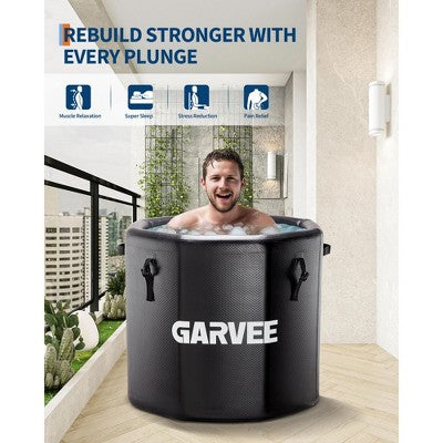  186-Gallon Ice Bath Tub For Athletes, Inflatable Cold Tub-Portable Cold Plunge With Insulated Lid, Fits Water Chillers,Black