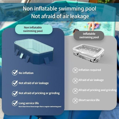  ELJGET 71/83/103/118in Foldable Pool, Non-Inflatable PVC Swimming Pool For Kids, Adults And Pets, Large Portable Kids Pool For Outdoor Backyard Garden