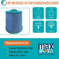  Hurricane 2 Pack HF6H502-01M Elite Aseptic Pool And Spa Filter Cartridge Replacement For PAS50SV-F2M, Unicel 6CH-502, Filbur FC-0311, Blue
