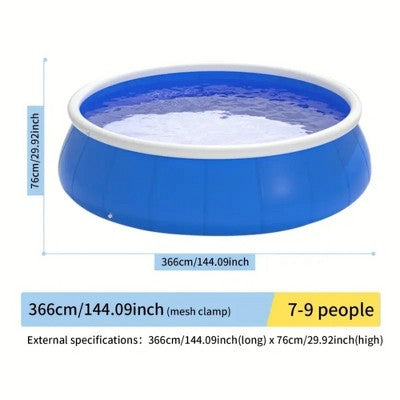  NAYSAYE Above Ground Pool Inflatable Mesh Pool Easy Setup And Storage For Garden Backyard Fun, Blue, 144.09"*144.09"*29.92"